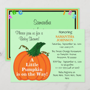 Invitación a la Baby Shower de calabaza ABC 123