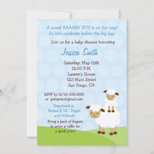 Invitación a la Baby Shower de cordero pequeño