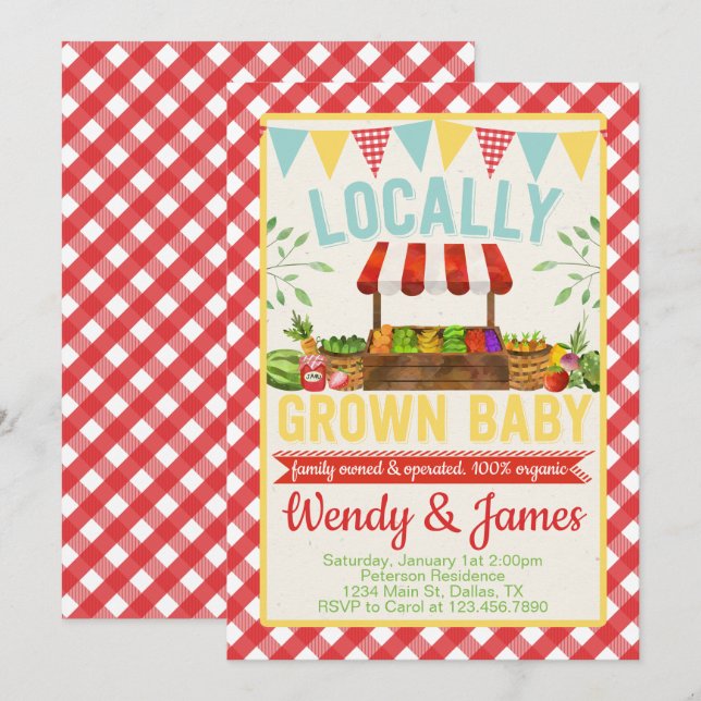 Invitación a la Baby Shower de los agricultores (Anverso / Reverso)