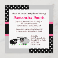Invitación a la Baby Shower de oveja corta gris ne