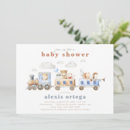 Invitación a la Baby Shower de Train Animals | Tre