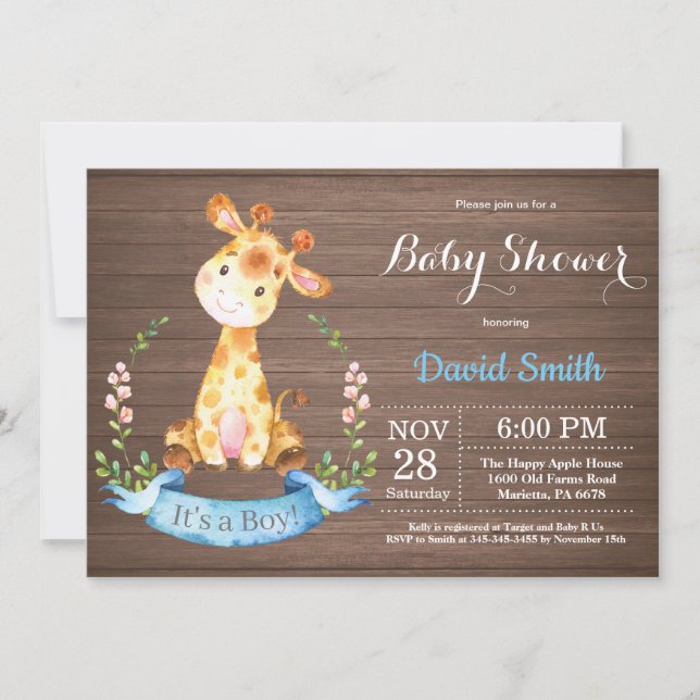 Invitación a la Baby Shower de un niño ruso gigant (Anverso)