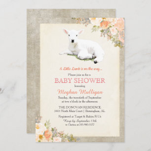 Invitación a la Baby Shower del cordero pequeño