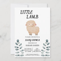 Invitación a la Baby Shower del cordero pequeño