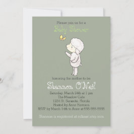 Invitación a la Baby Shower del cordero tierno cri