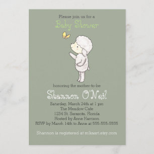 Invitación a la Baby Shower del cordero tierno cri