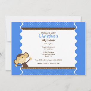 Invitación a la Baby Shower del niño pequeño mono