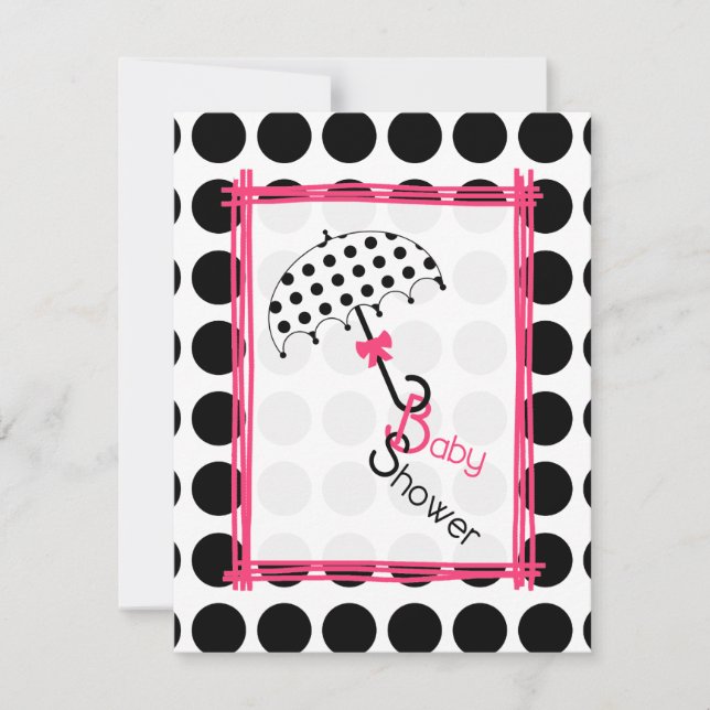 Invitación a la Baby Shower del Paraguas Polka Dot (Anverso)