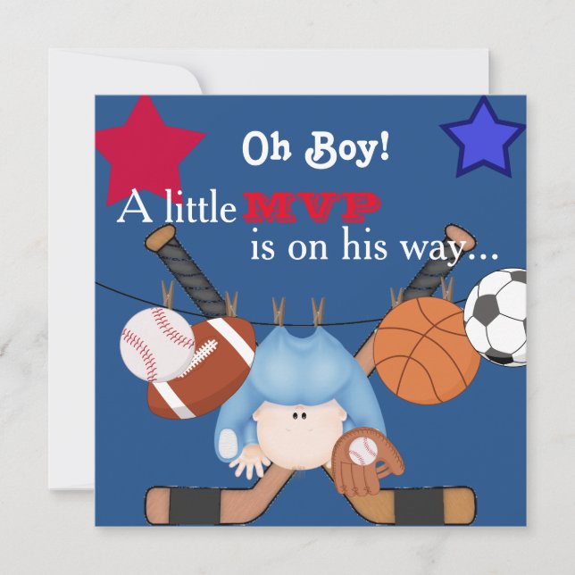 Invitación a la Baby Shower Deportiva Infantil (Anverso)