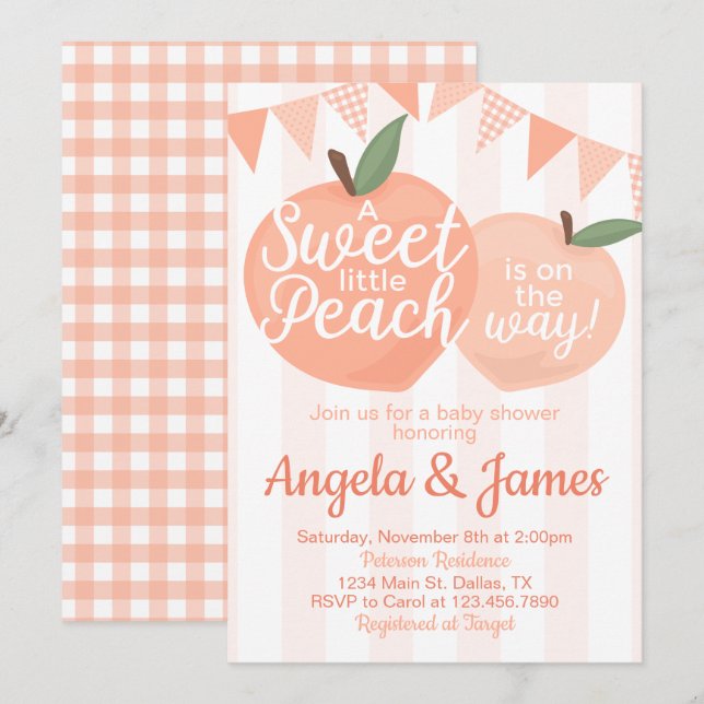 Invitación a la Baby Shower dulce y pequeño (Anverso / Reverso)