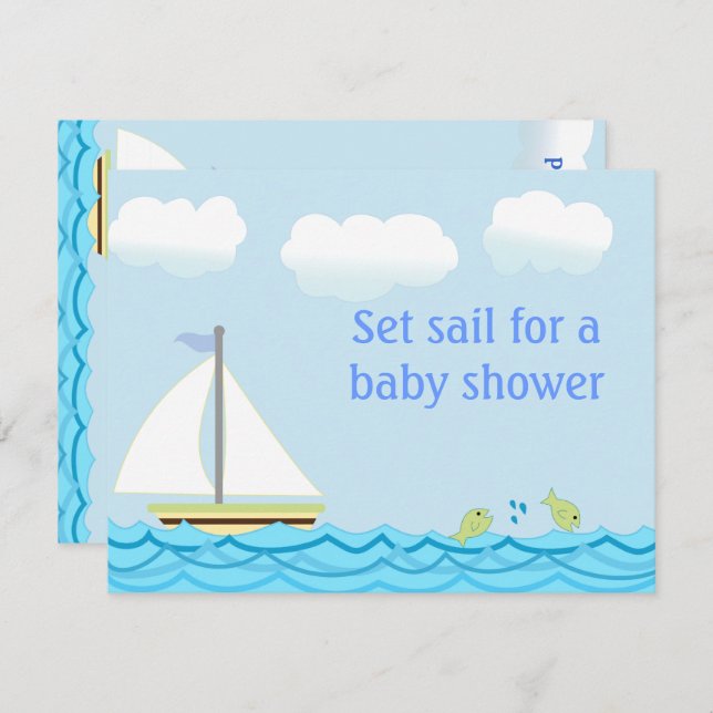 Invitación a la Baby Shower en velero (Anverso / Reverso)