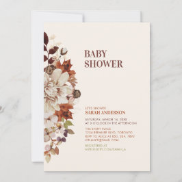 Invitación a la Baby Shower floral de otoño en un