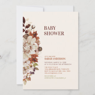 Invitación a la Baby Shower floral de otoño en un