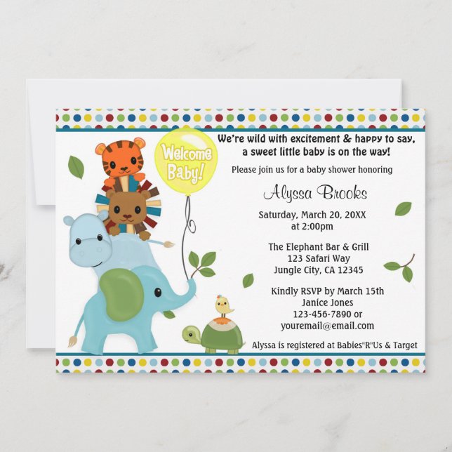 Invitación a la Baby Shower para el desfile de ani (Anverso)