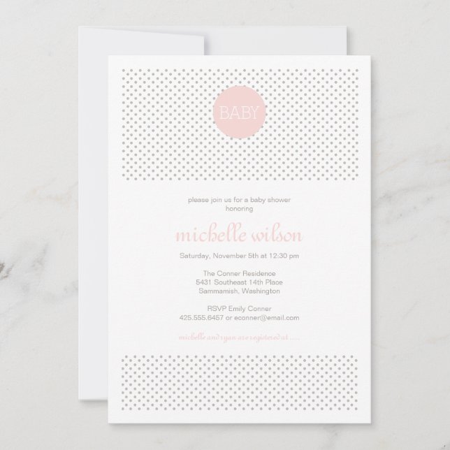 Invitación a la Baby Shower Polka Dot (Anverso)