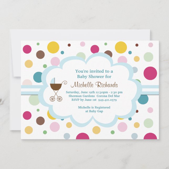Invitación a la Baby Shower Polka Dot (Anverso)