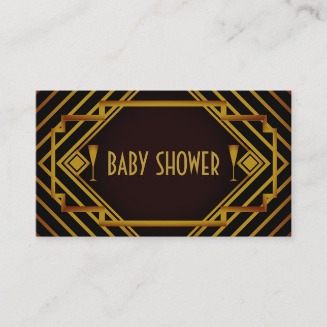 Invitación a la Baby Shower Ticket de Gatsby Gold  (Anverso)