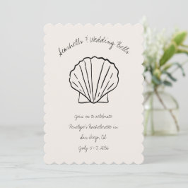 Invitación a la Bachelette de Seashells y Boda Bel