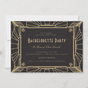 Invitación a la Bachelorette con estilo Art Deco