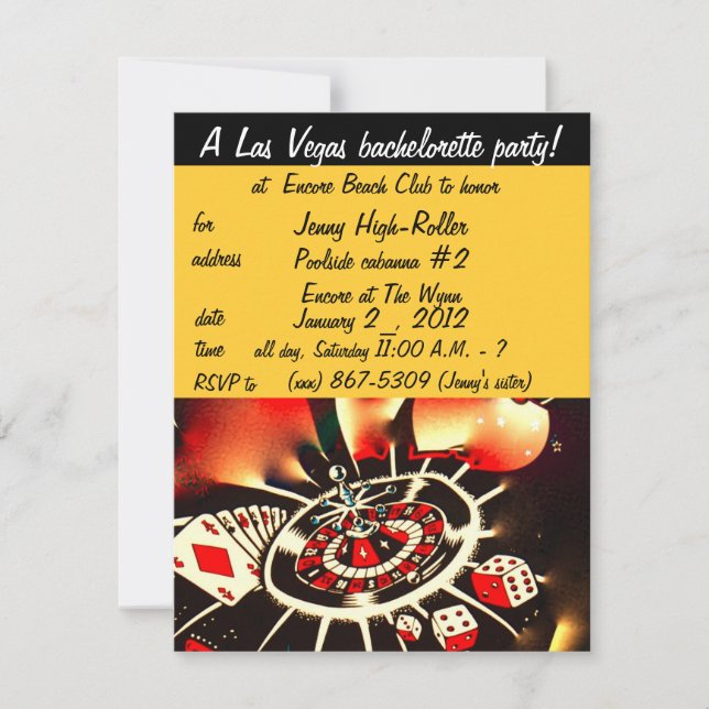 Invitación a la Bachelorette de Las Vegas (Anverso)