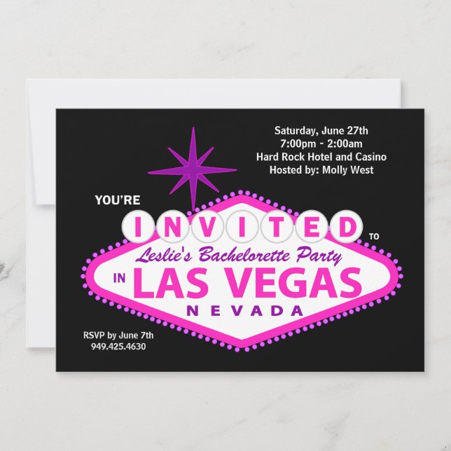 Invitación a la Bachelorette de Las Vegas (Anverso)