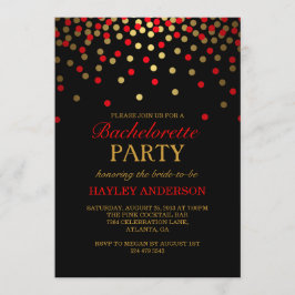 Invitación a la Bachelorette de Red & Gold Confett