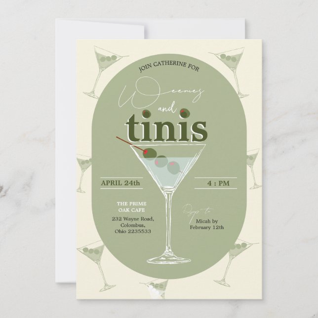 Invitación a la Bachelorette de Weenies y Tinis Ma (Anverso)