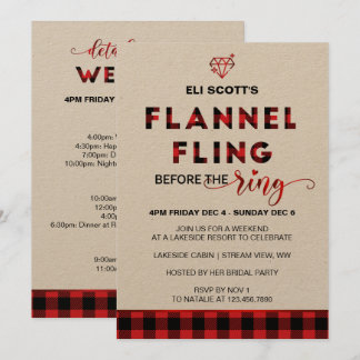 Invitación a la Bachelorette Flannel Fling + Itine