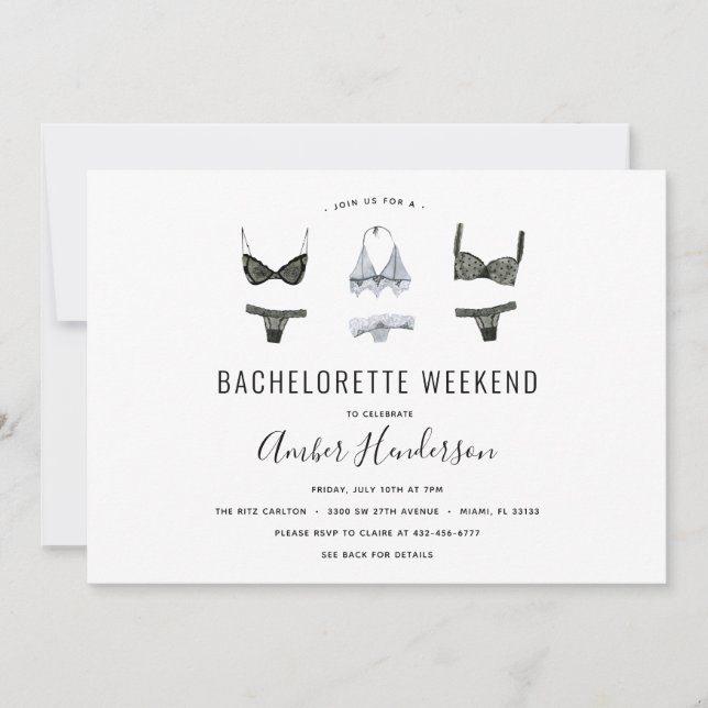 Invitación a la Bachelorette Itineraria de Lingeri (Anverso)