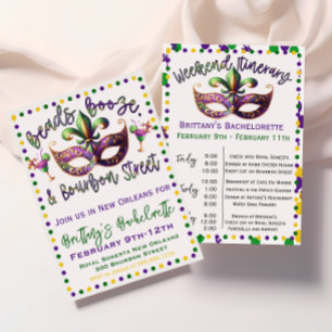 Invitación a la Bachelorette Mardi Gras de Nueva O
