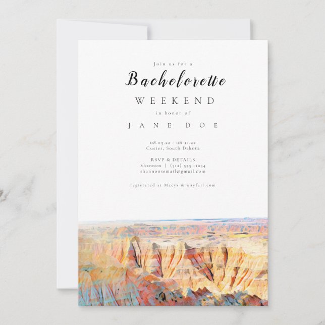 Invitación a la Bachelorette Party de Badlands (Anverso)