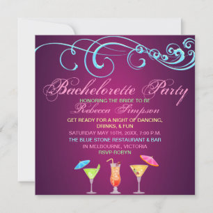 Invitación a la Bachelorette Party de Cocktail Ros