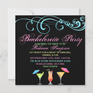 Invitación a la Bachelorette Party de Cocktail Tim