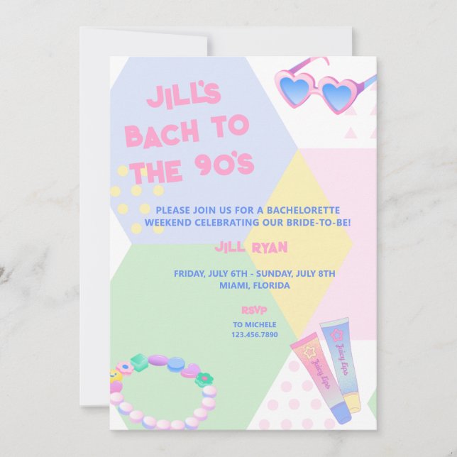Invitación a la Bachelorette Party de los 90 (Anverso)