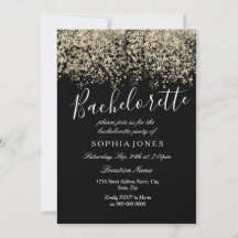Invitación a la Bachelorette Party Gold Purpurina
