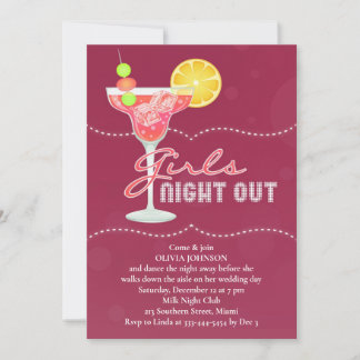 Invitación a la Bachelorette Party Night Out de lo