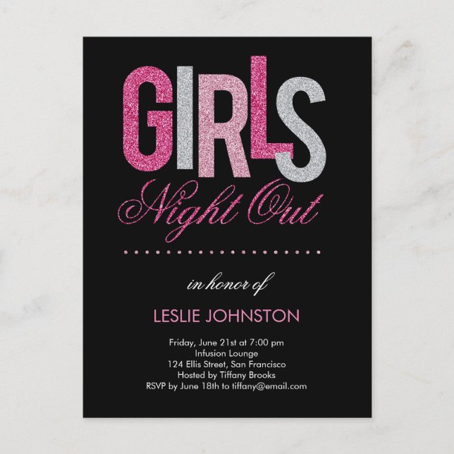 Invitación a la Bachelorette Party Night Out de lo (Anverso)
