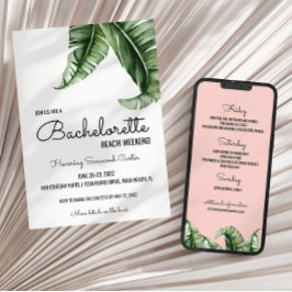 Invitación a la Bachelorette PInk Tropical + Itine