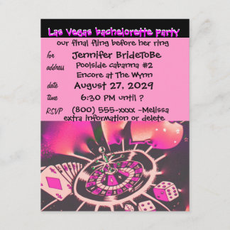 Invitación a la bachillerato rosa de Las Vegas