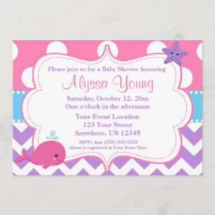 Invitación a la ballena de Chevron Púrpura Rosa