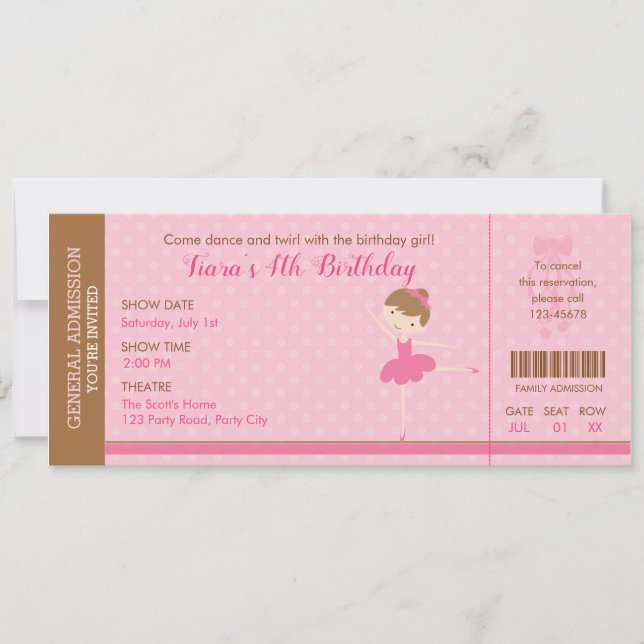 Invitación a la Ballerina (Ballet Ticket Invita) R (Anverso)