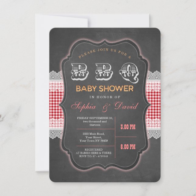 Invitación a la barbacoa de Baby Shower de Chalk G (Anverso)