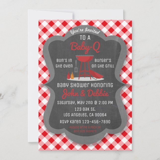 Invitación a la barbacoa de Baby Shower - Fiesta B (Anverso)