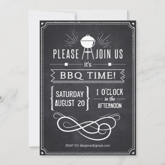 Invitación a la barbacoa de Chalkboard (Anverso)