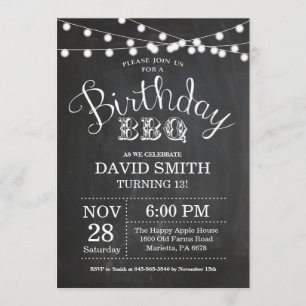 Invitación a la barbacoa de cumpleaños 13.ª pizarr