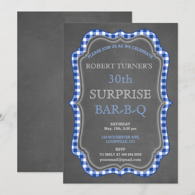 Invitación a la barbacoa de cumpleaños de Rustic C (Anverso / Reverso)