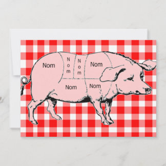 Invitación a la barbacoa de Gingham Nom Pig