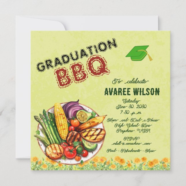 Invitación a la barbacoa de graduación (Anverso)