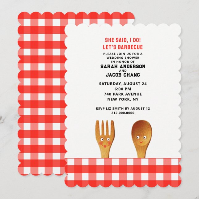 Invitación a la barbacoa de la ducha de boda (Anverso / Reverso)