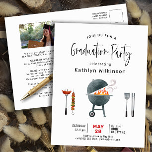 Invitación a la barbacoa de la graduación de la fo